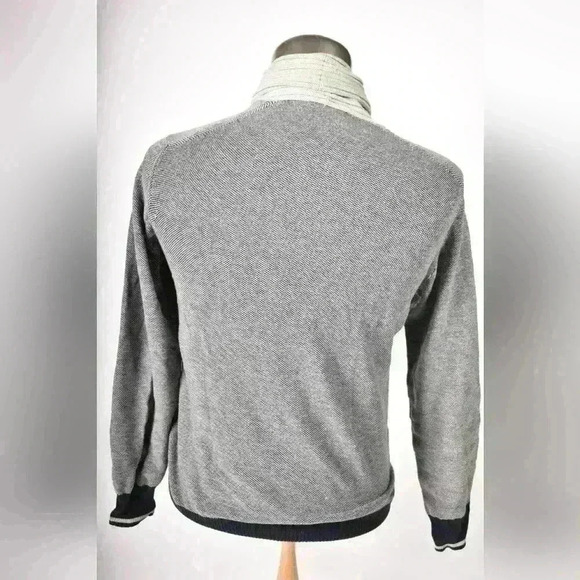 HACKETT Grey Navy Blue Cotton Cashmere  Shawl Collar Knit Sweater Medium Italy - Picture 4 of 10